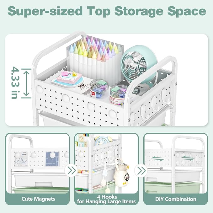 4 Drawer Rolling Storage Cart - Image 4