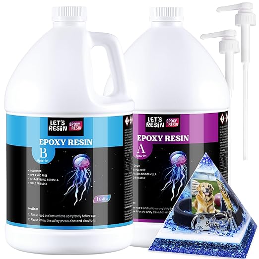 2 Gallon Epoxy Resin with Pumps, Bubble Free Resin Epoxy Kit, Crystal Clear by LETSRESINEPOXYRESIN