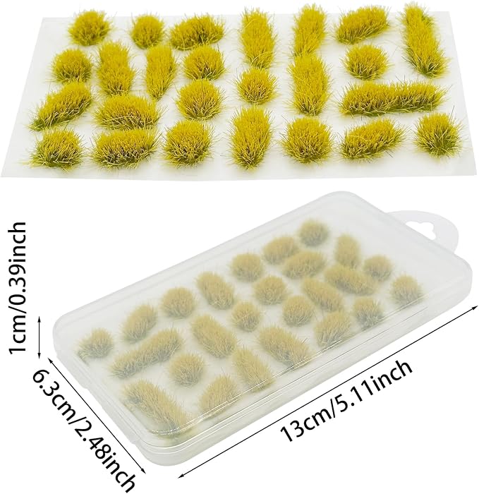 Woohome 78 PCS Model Grass Tufts 2 Size Static Grass Tuft Yellow Miniature - Image 5