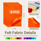 Orange Soft Felt Sheets for Crafts, 1.6mm Thick, Kids' Crafts, DIY Projects - Image 2