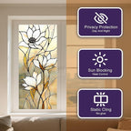 IVN Privacy Window Film Stained Glass Static Cling Window Film White Floral - Image 9