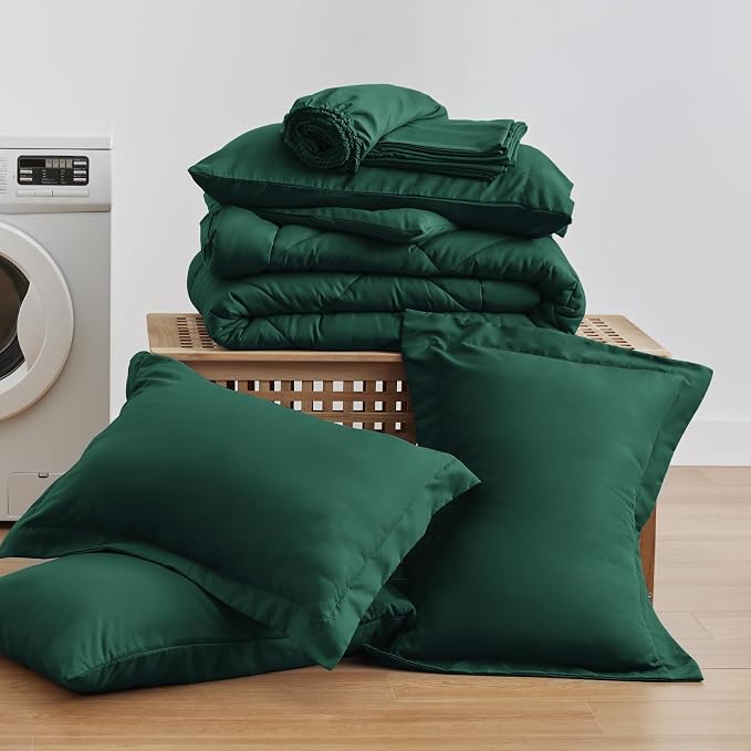 Love's cabin Full Comforter Set Dark Green, 7 Pieces Full Bed in a Bag - Image 9