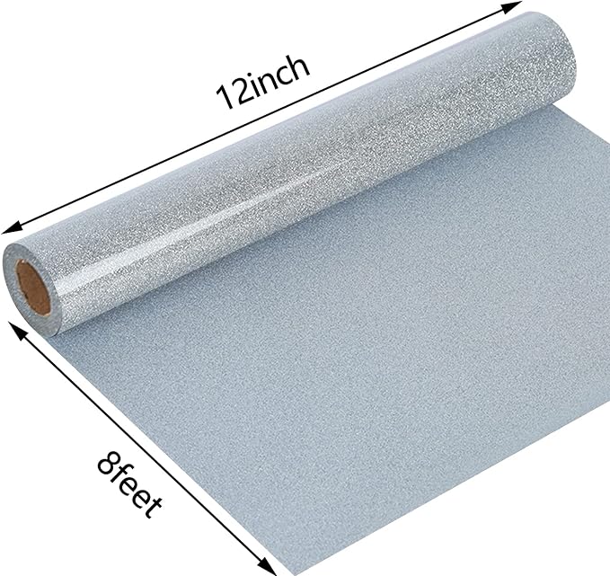 guangyintong Glitter Silver Heat Transfer Vinyl HTV Rolls, HTV Vinyl - Image 3