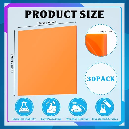 Geetery 30 Pcs Colored Acrylic Sheets, Plastic Boards - Image 2
