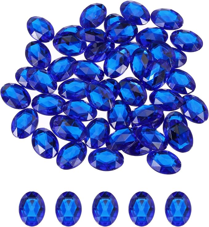 MECCANIXITY 50Pcs Acrylic Oval Gems 13x18 mm Flat Back Artificial Rhinestones by MECCANIXITY