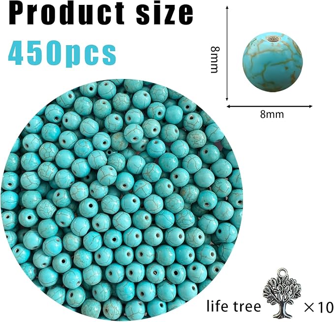 Turquoise Beads Bulk 8mm - Image 2