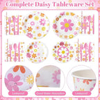 450 Pcs Daisy Groovy Tableware Set Decorations Boho Daisy Flower Paper Plates - Image 2