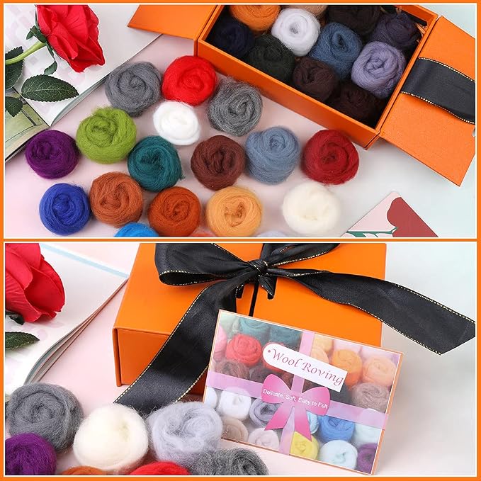 Mayboos 30 Colors Wool Roving for Needle Felting, Needle Felting Wool, DIY Wool - Image 6