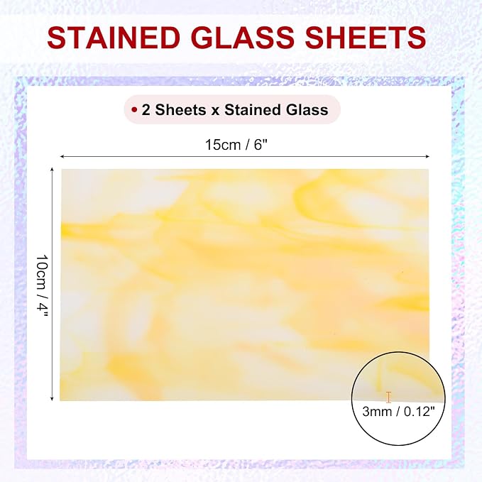 PATIKIL 4 x 6 Inch Transparent Stained Glass Sheets, 2 Sheets Mosaic Glass - Image 2
