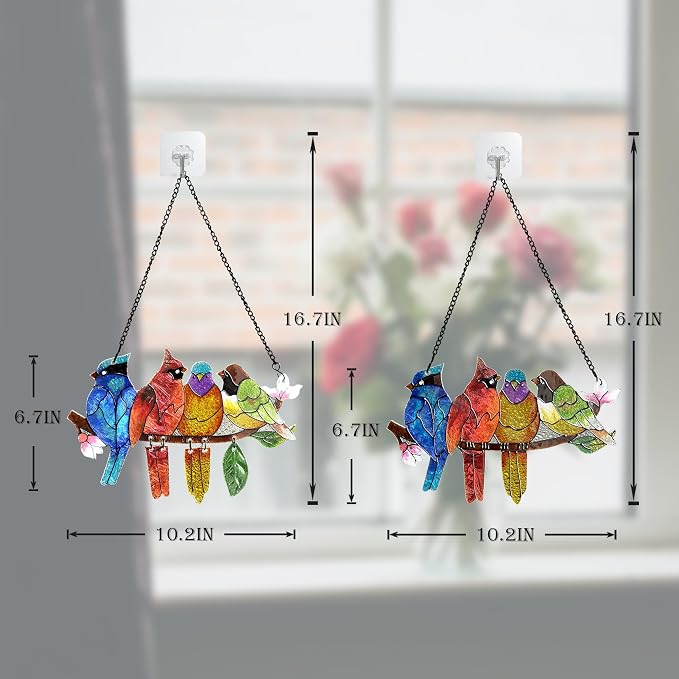 DASTOLL 2 Pack Stained Glass Window Hanging - Image 6