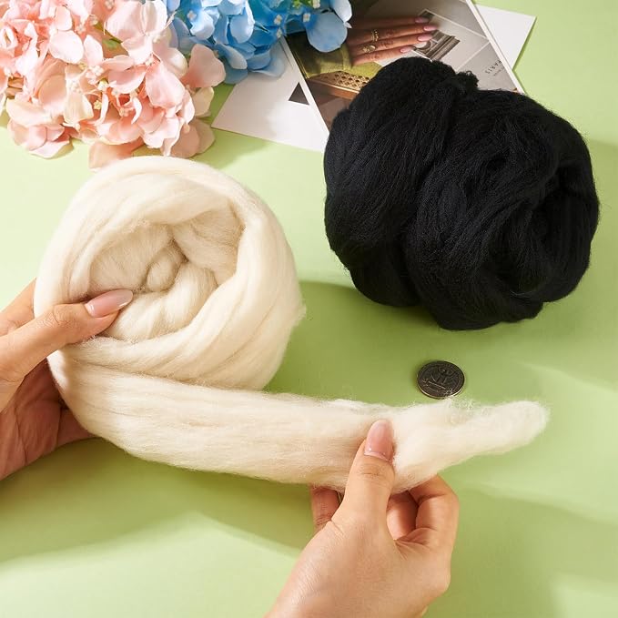 100G Needle Felting Wool Black Wool Roving - Image 2