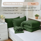MUXHOMO 5 Pieces Twin Comforter Set, Seersucker Bed in a Bag Twin Size - Image 4