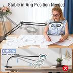 10X Magnifying Glass with Light and Clamp, Real Glass Stand Lighted Magnifier - Image 6