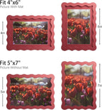 5x7 Picture Frame with Mat for 4x6, Wavy Edge Wooden Real Glass Photo Frame for - Image 4