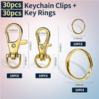 LEOBRO 60 PCS Swivel Snap Hooks and Key Rings, Keychain Clips and Key Chain - Image 2