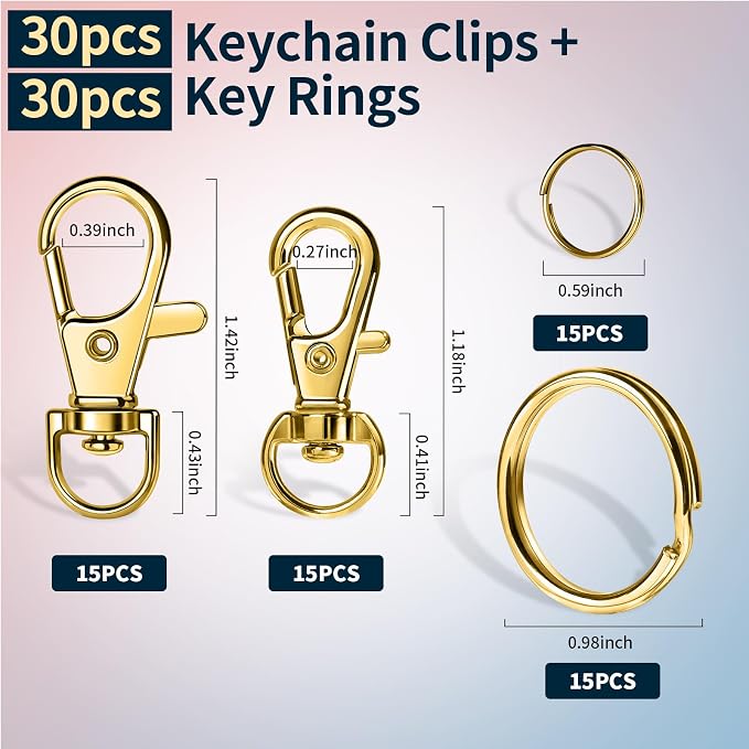 LEOBRO 60 PCS Swivel Snap Hooks and Key Rings, Keychain Clips and Key Chain - Image 2