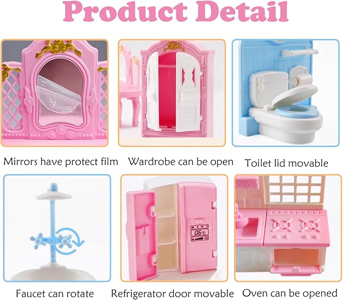 35 Pcs Dollhouse Furniture Accessories Set Mini House Furniture Small Dollhouse - Image 5