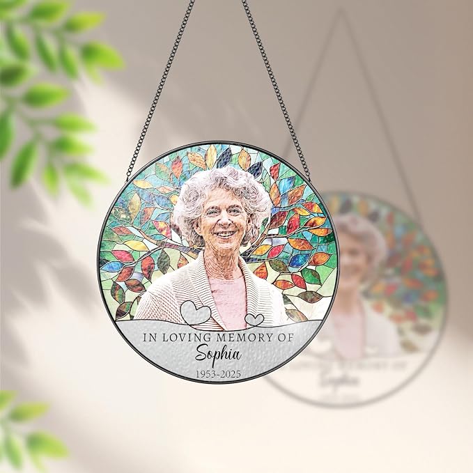 Personalized Photo Memorial Suncatcher, Custom Photo Stained Glass Window - Image 4