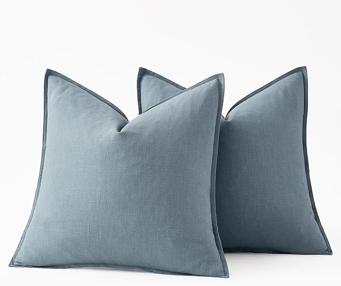 MIULEE Decorative Linen Euro Sham Pillow Covers 24x24 Blue Grey ​Boho - Image 6