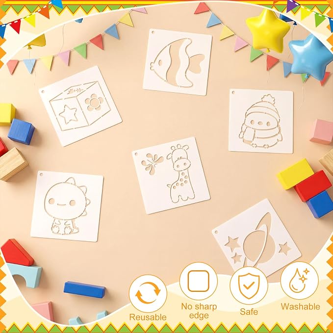 Marspark 72 Pcs Small Stencils for Crafts Reusable 3 Inch Stencils for Painting - Image 3