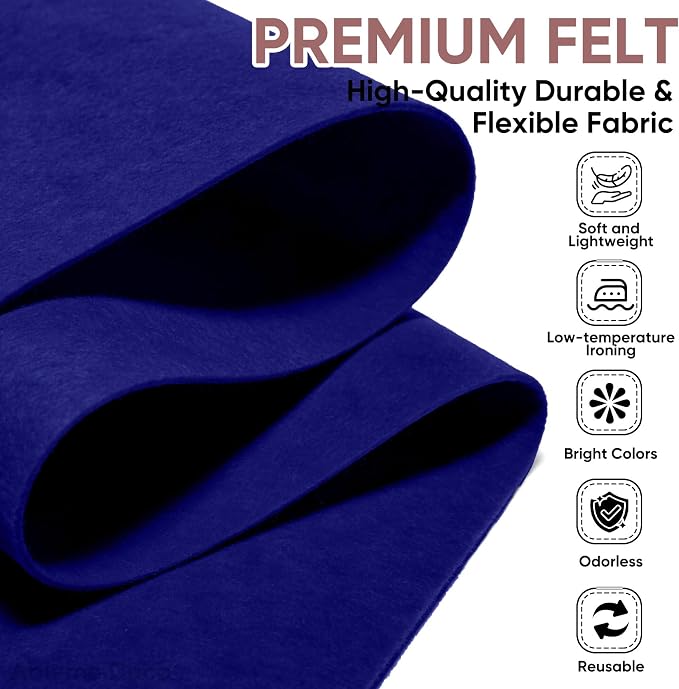 Soft Felt Fabric Sheet 18" x 36", 1.6mm Acrylic Craft Felt, Royal Blue | Soft - Image 6