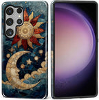 Case for Samsung Galaxy S26 Ultra Case, Sun Moon Stars Faux Stained Glass by Kapadiy