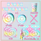 142Pcs Tie Dye Birthday Party Decorations, Colorful Birthday Party Supplies - Image 6