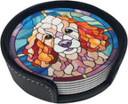 Drink Coaster Set of 6, Poodle Dog Mom Lover Gift, Leather Drink Coasters by petloverdoglovercommunity