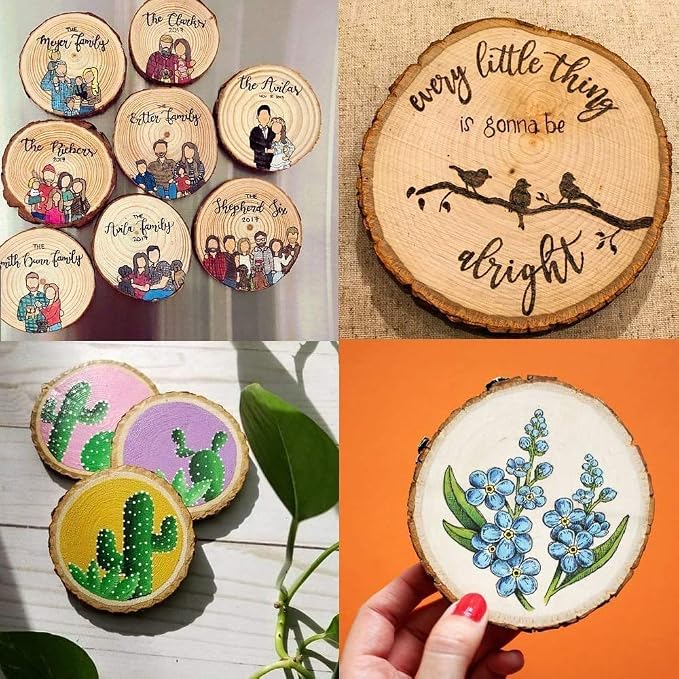 Natural Wood Slices 25Pcs 3.1-3.5 Inches Unfinished Wood Craft Kit Undrilled - Image 3