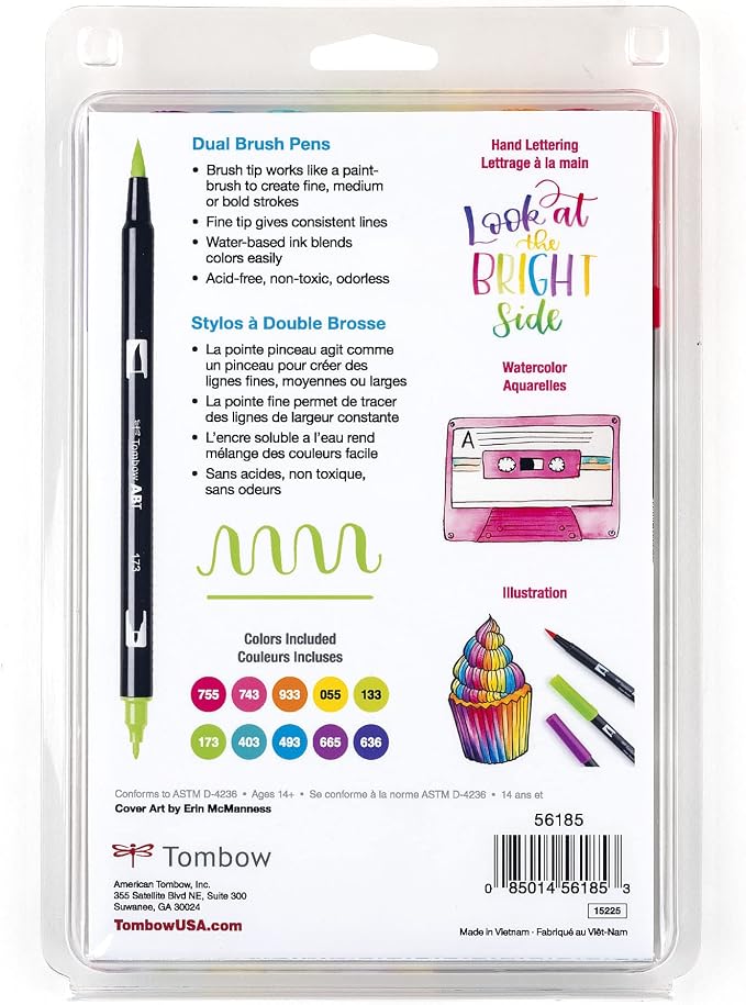 Tombow 56185 Dual Brush Pen Art Markers, Brush and Fine Tip Markers - Image 2