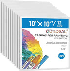 GOTIDEAL Canvases for Painting, 10x10 inch of 12 Pack, Professional Primed by GOTIDEAL