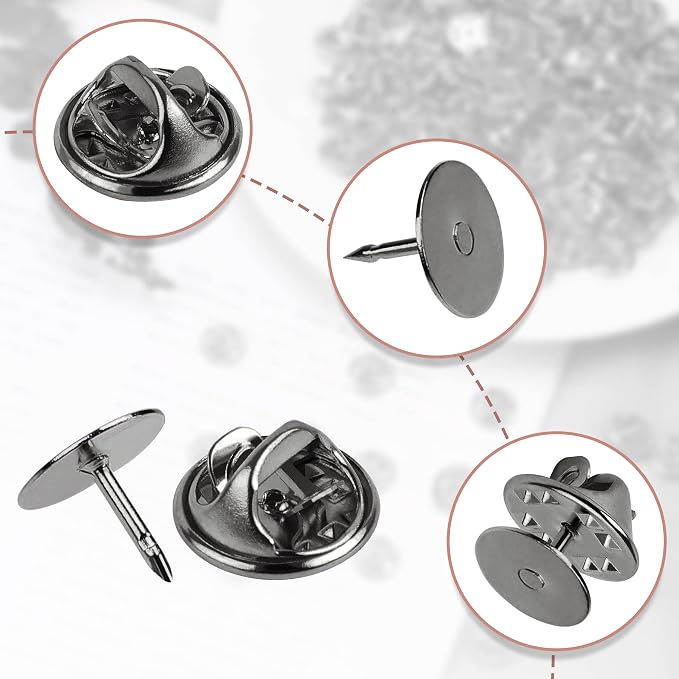 JANYUN 120 Pairs Black Butterfly Clutch Tie Tacks Blank Pin Clasp Back | Metal - Image 5