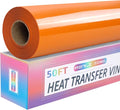 RENLITONG Orange Iron on Vinyl 12Inch by 50ft Roll Heat Transfer Vinyl by RENLITONG