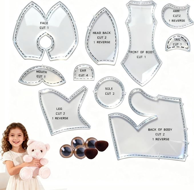 10 Inch Memory Bear Quilting Templates & Sewing Patterns by Unknown