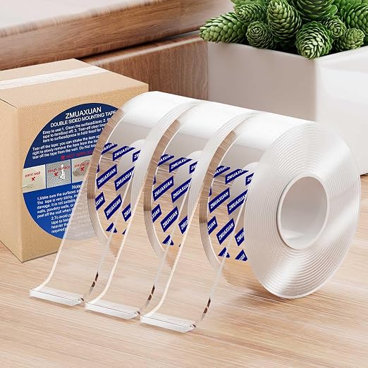 ZMUAXUAN Clear Double Sided Adhesive Mounting Tape Heavy Duty Removable - Image 3