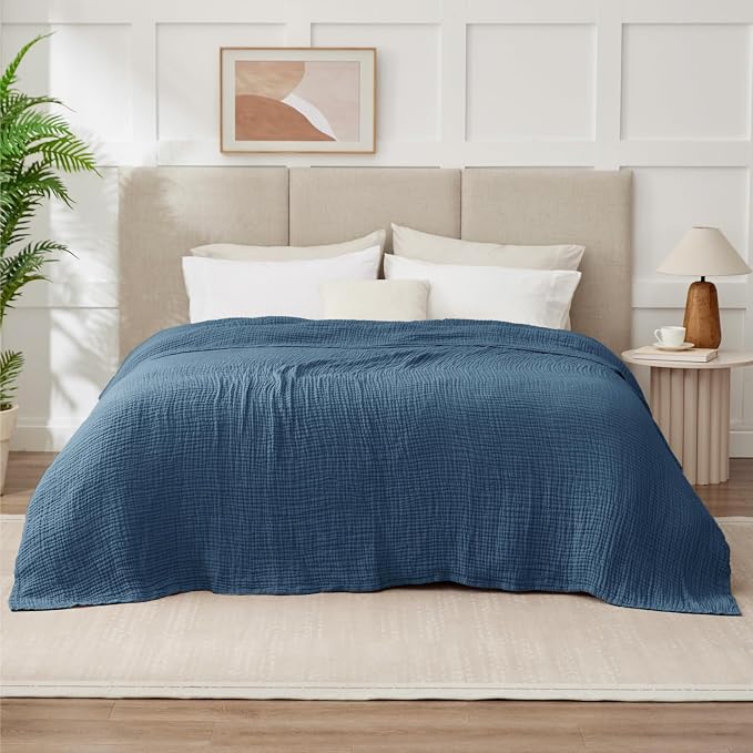 100% Cotton Muslin Blanket King 108" x 90", 6 Layers Breathable and Lightweight - Image 7
