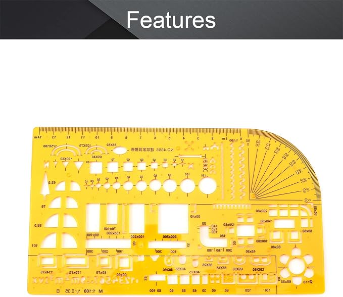 Utoolmart 4355 Architectural Drawing Template Ruler, Designers and Students - Image 3
