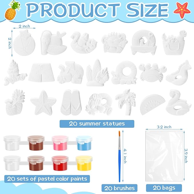 JellyArch 20 Set Summer Beach DIY Painting Ceramic Kit Paint Your Own Beach - Image 4