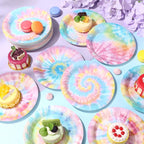 Funnymoom 60 Pcs 7 Inch Pastel Tie Dye Birthday Party Plates Vibrant Paper - Image 6