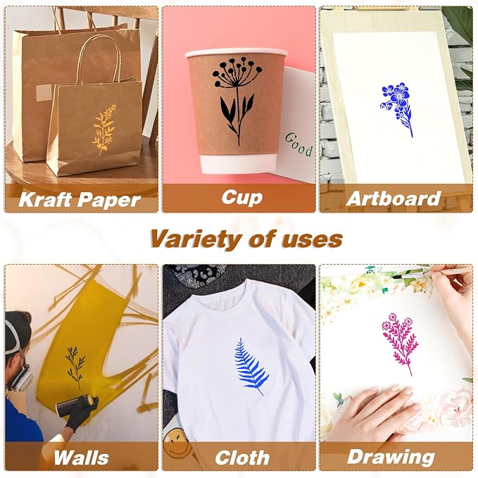 Stencils for Painting on Wood, Reusable Flower Stencils Painting Crafts - Image 6