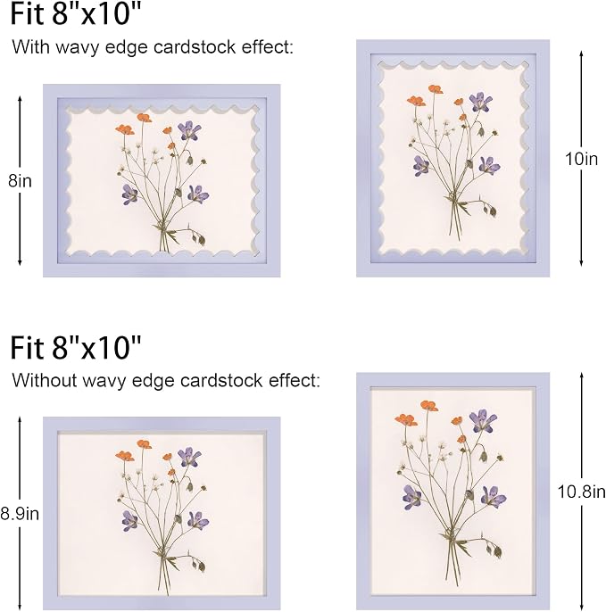 8x10 Picture Frame with Real Glass, Wooden cute 8 x 10 Photo Frame with Wavy Mat - Image 2