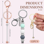 Tondiamo 12 Pcs Beadable Keychains Bars Bulk Blank Beaded Metal Keychain - Image 3