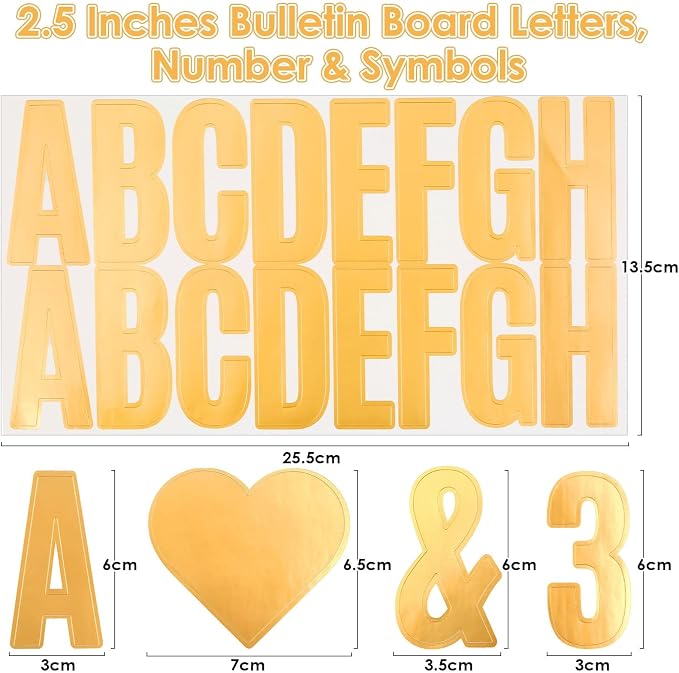 Gold Letter Stickers 2.5”, Bulletin Board, Scrapbooking, Classroom Décor - Image 5