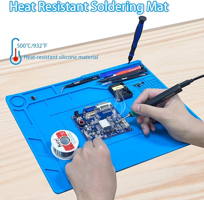 Kaisi Soldering Mat, 15.35" x 10.6" Inch Heat Resistant Silicone Work Mat - Image 3