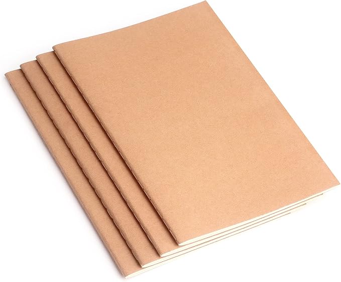 ZZTX 4 Pack Blank Kraft Notebooks A5, 36 Pages, 8.3 X 5.5 Inch | Kraft cover - Image 2