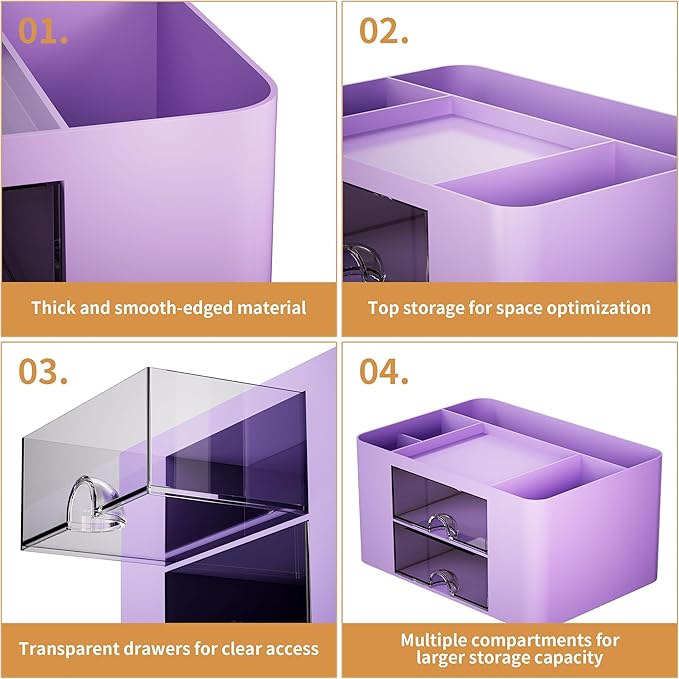 Marbrasse Pen Organizer with 2 Drawer, Desk Organizers and Accessories with 5 - Image 6