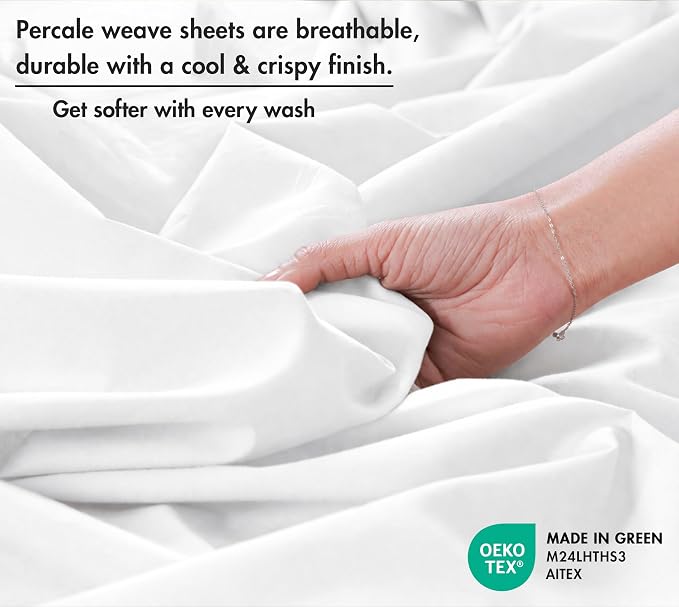 RUVANTI 100% Cotton Sheets – California King Percale Bedding, Cooling & - Image 4