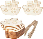 4In Steamship Shape Hanging Wood Ship Unfinished Wood by Lamantery