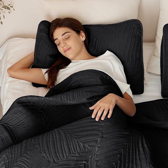 Exclusivo Mezcla Queen Quilt Bedding Set, Lightweight Black Quilts Queen Full - Image 4