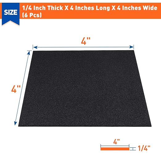 MAGZO 6Pcs Adhesive Foam Padding 1/4 in Thick X 4 in X 4 in | Closed Cell - Image 2